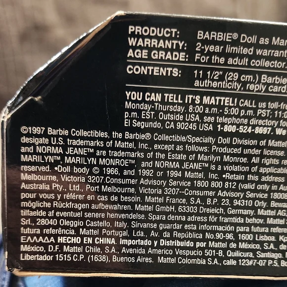 1997 Mattel Barbie as Marilyn Doll - Collector Edition - Picture 6 of 8